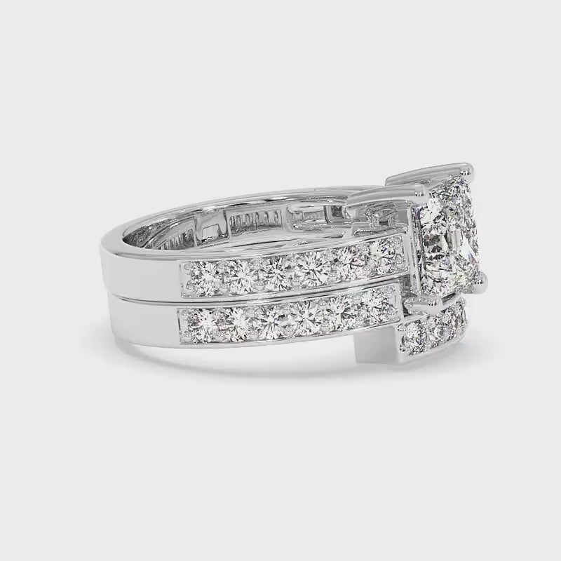 1.60-4.10 CT Round &amp; Princess Cut Lab Grown Diamonds - Bridal Set