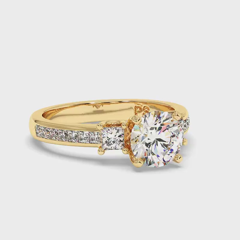 1.10-2.25 CT Princess &amp; Round Cut Diamonds - Engagement Ring