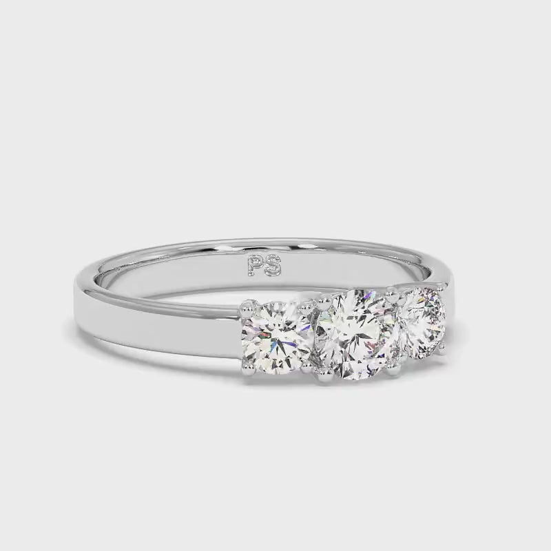 0.90 CT Round Cut Diamonds - Three Stone Ring