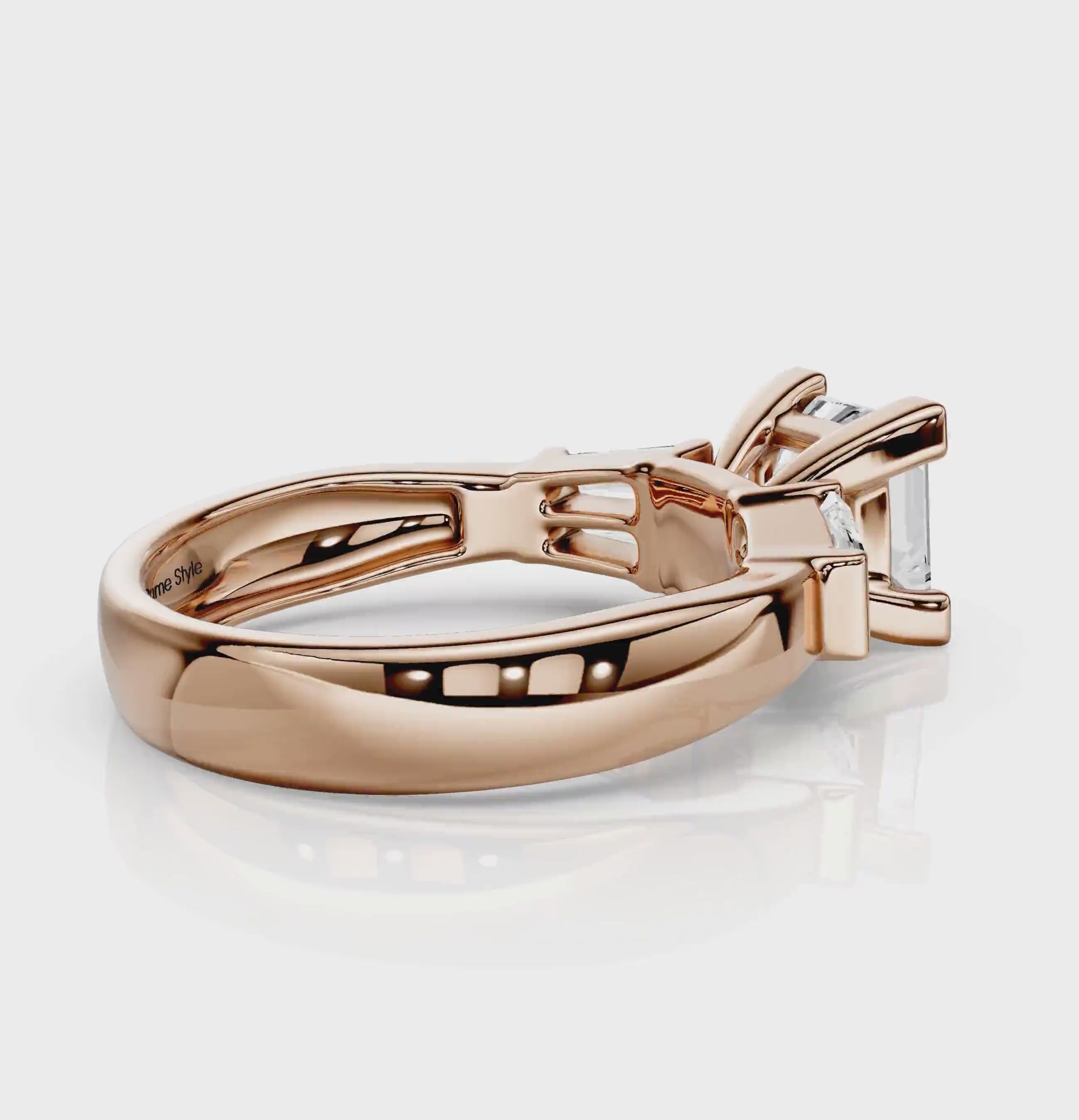 0.75-1.90 CT Princess &amp; Taper Cut Natural Diamonds - Engagement Ring