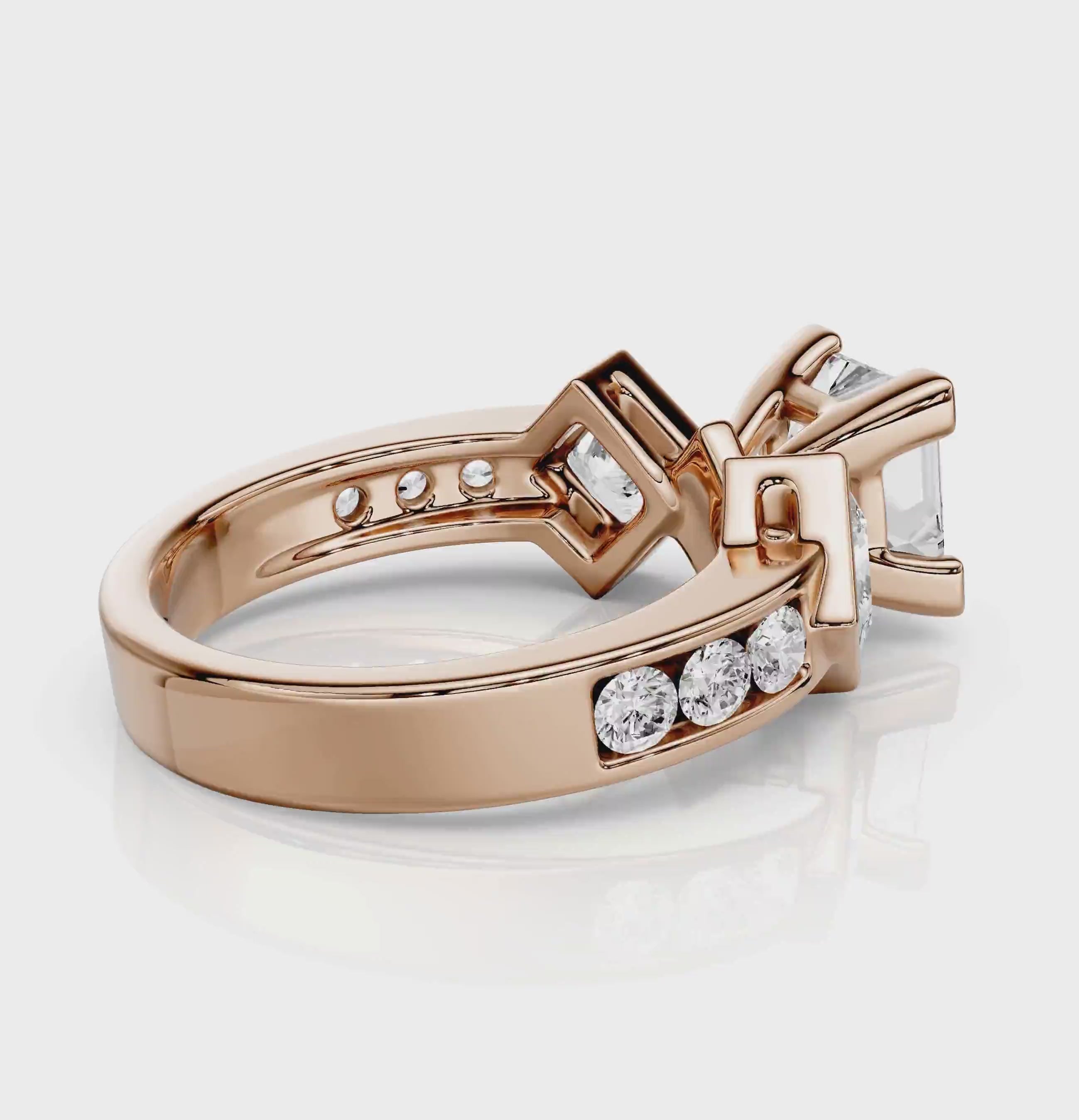 1.55-2.70 CT Princess &amp; Round Cut Natural Diamonds - Engagement Ring