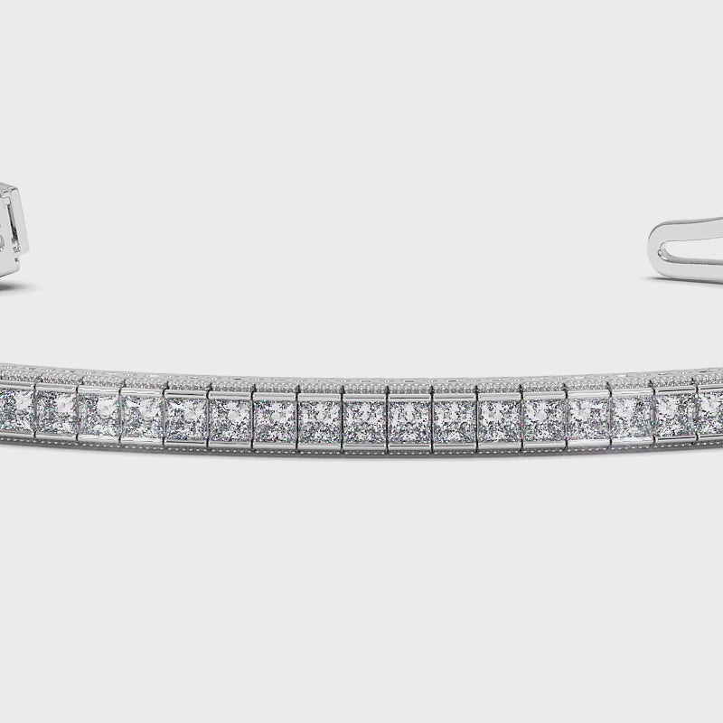 Bargain 5.50CT Princess cut Diamond Tennis Bracelet in 18KT White Gold
