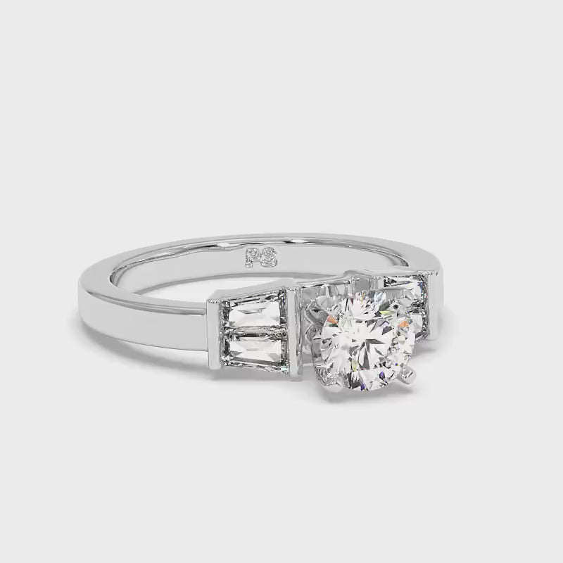 0.90-3.40 CT Taper &amp; Round Cut Lab Grown Diamonds - Engagement Ring