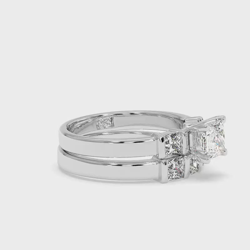 1.90-3.05 CT Princess Cut Diamonds - Bridal Set