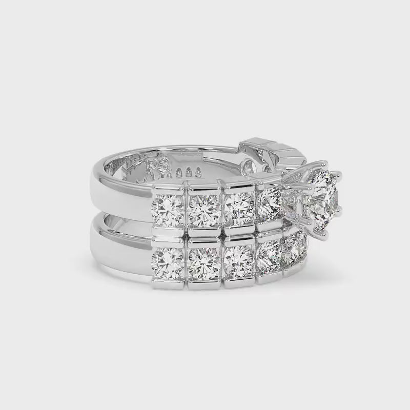 2.60-3.75 CT Round Cut Diamonds - Bridal Set