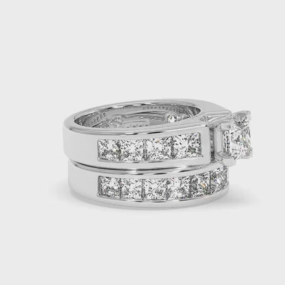 5.25-6.40 CT Princess Cut Diamonds - Bridal Set