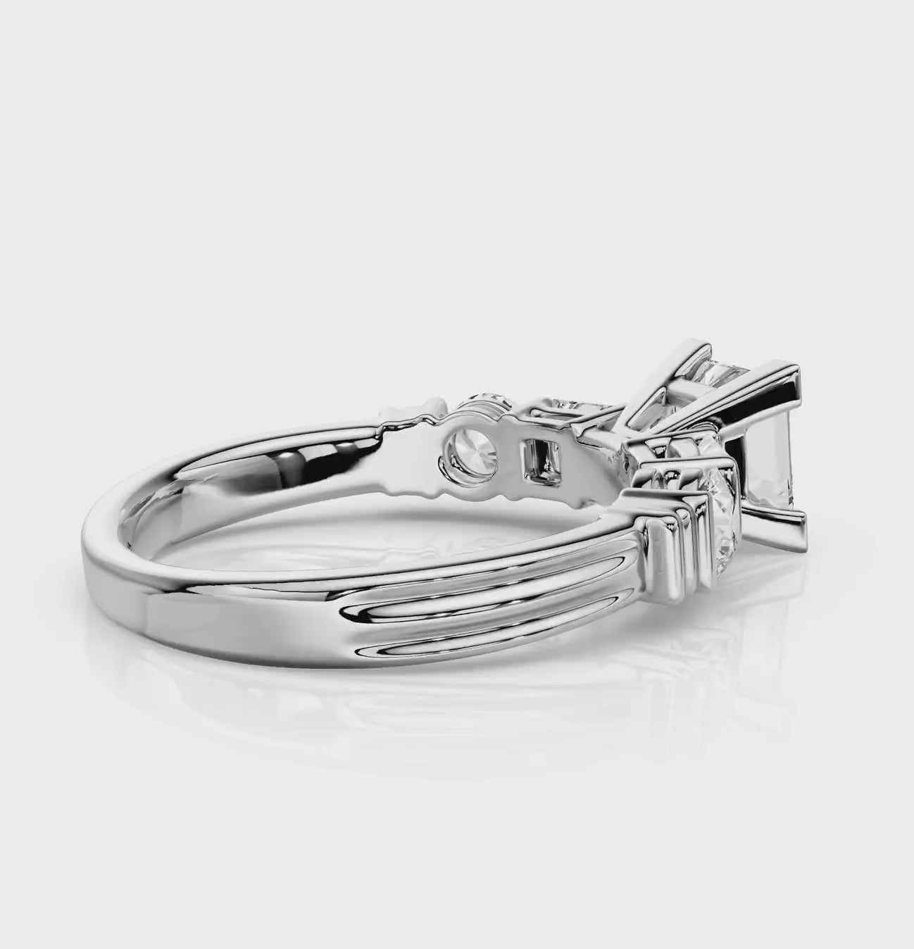 1.05-2.20 CT Princess &amp; Round Cut Natural Diamonds - Engagement Ring