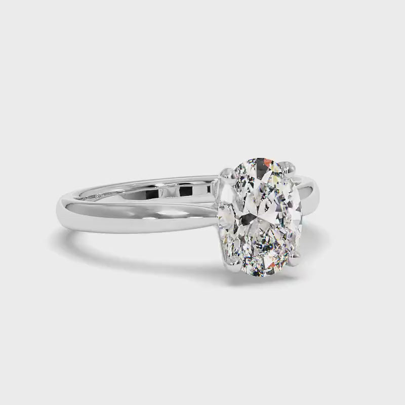 0.50-3.00 CT Oval Cut Lab Grown Diamonds - Solitaire Ring