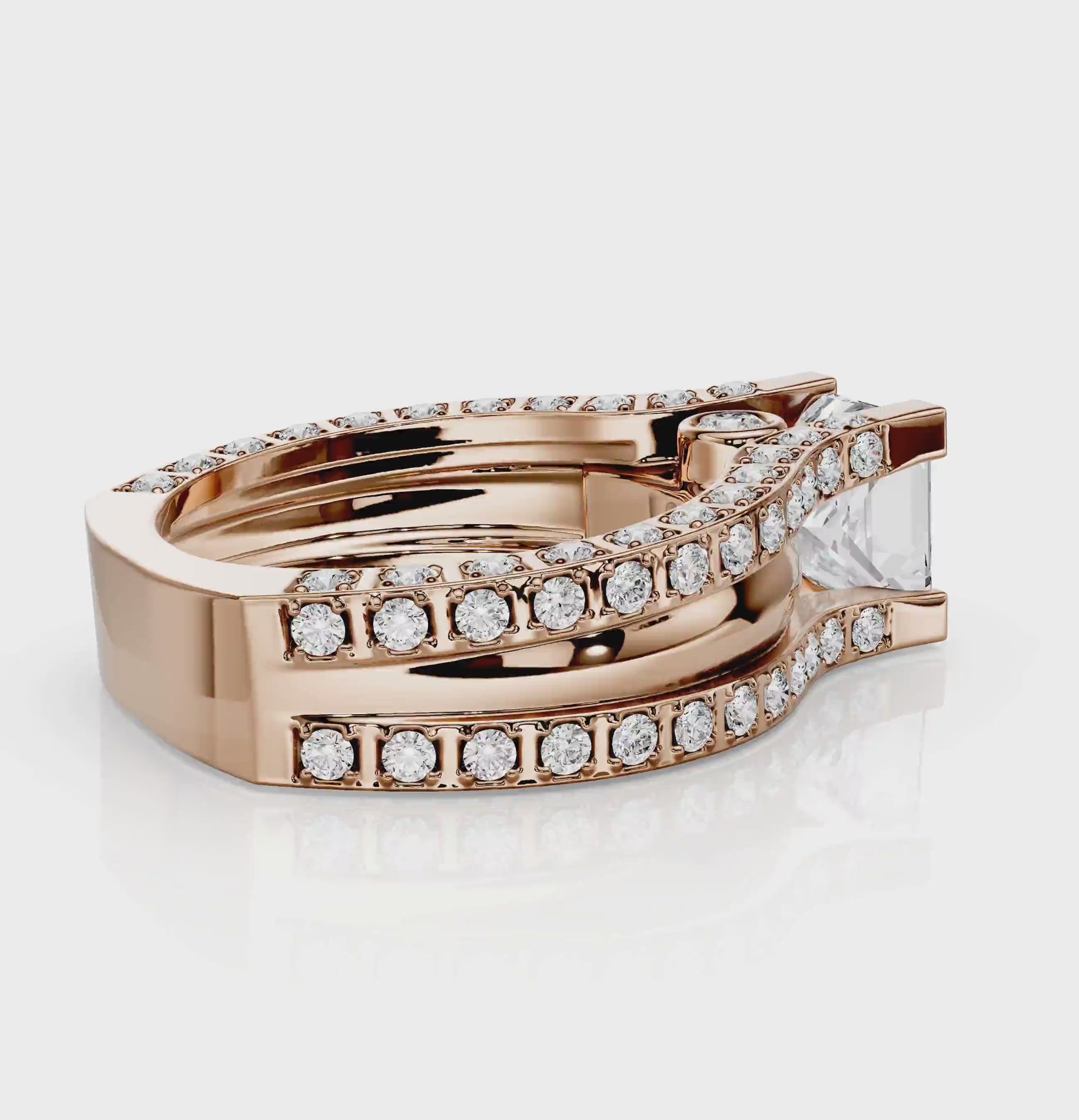 1.45-2.60 CT Princess &amp; Round Cut Natural Diamonds - Engagement Ring