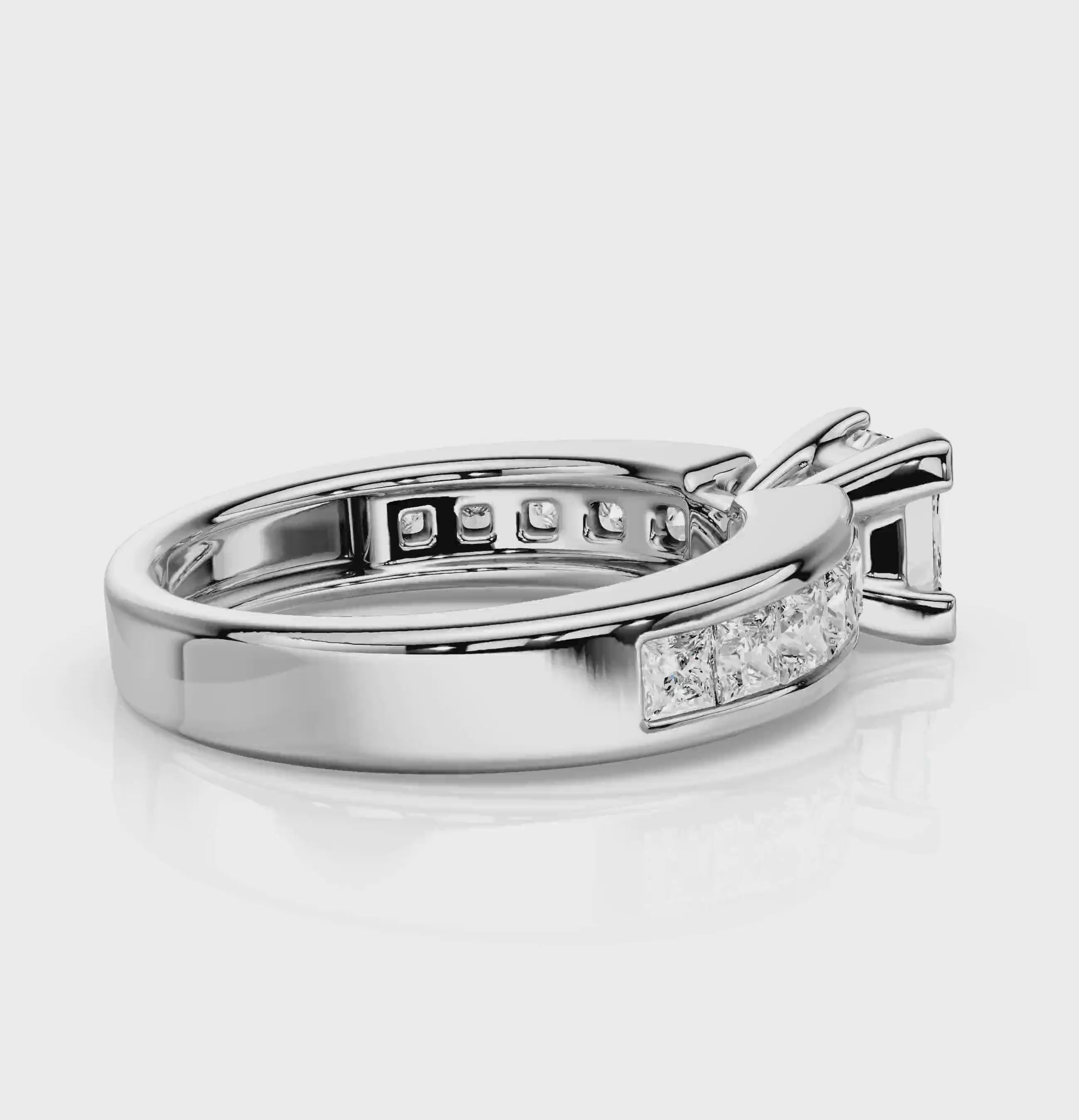 1.55-2.70 CT Princess Cut Natural Diamonds - Engagement Ring