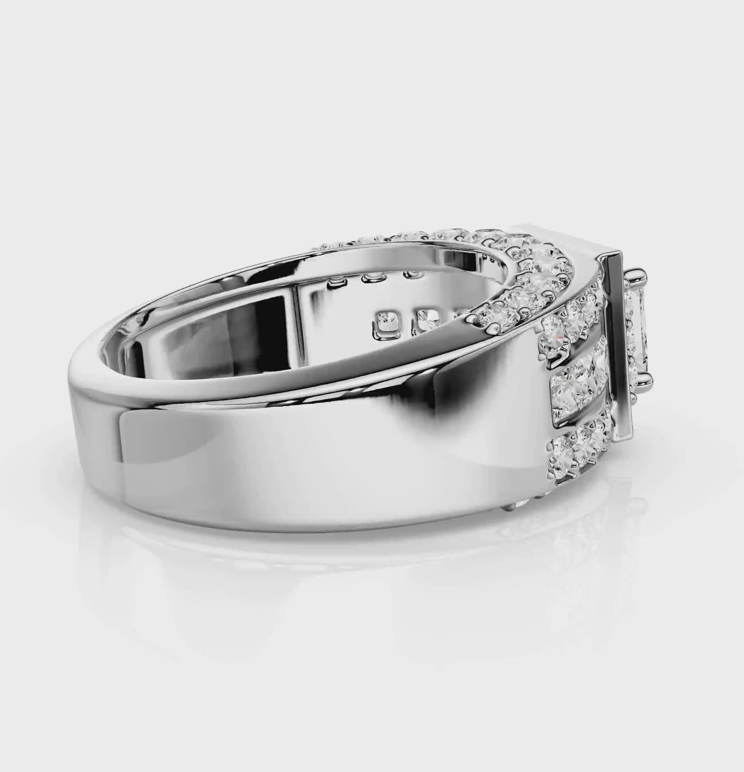 2.80-3.95 CT Princess &amp; Round Cut Natural Diamonds - Engagement Ring