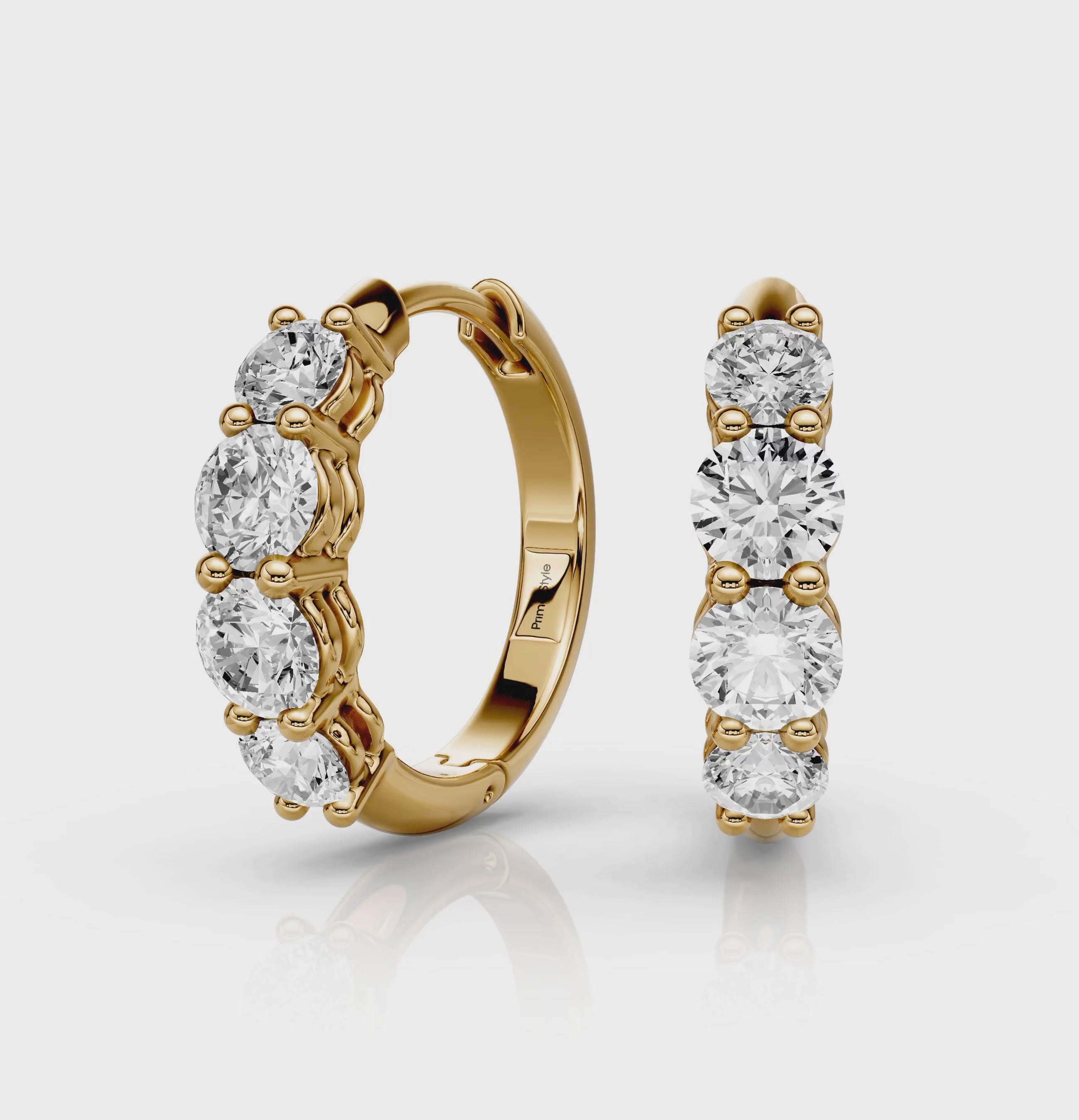 1.60 CT Round Cut Diamonds - Hoop And Drop And Earrings
