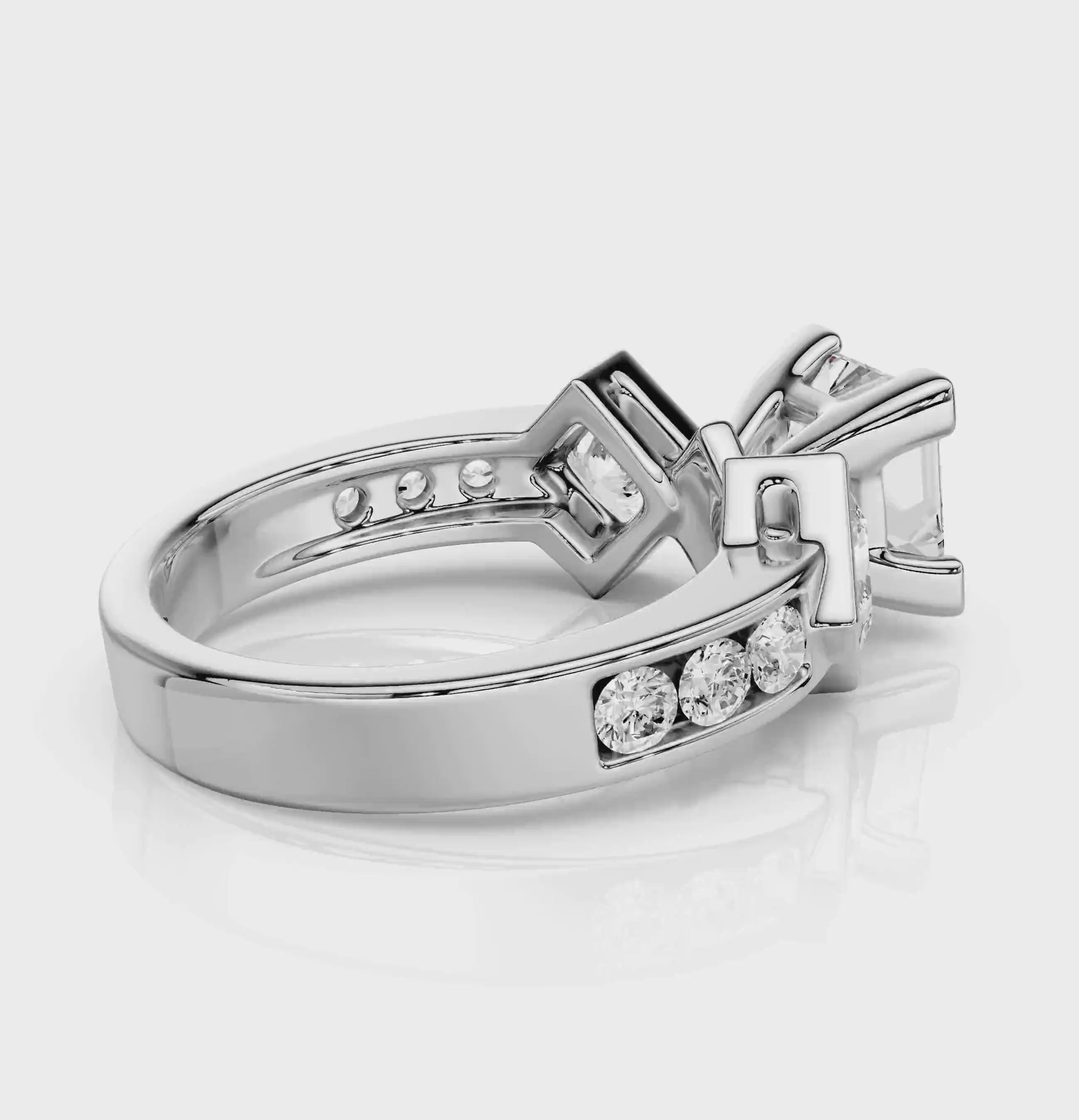 1.55-2.70 CT Princess &amp; Round Cut Natural Diamonds - Engagement Ring