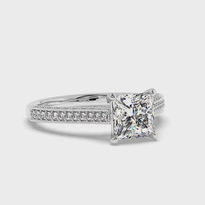 1.15-3.65 CT Round &amp; Princess Cut Lab Grown Diamonds - Engagement Ring