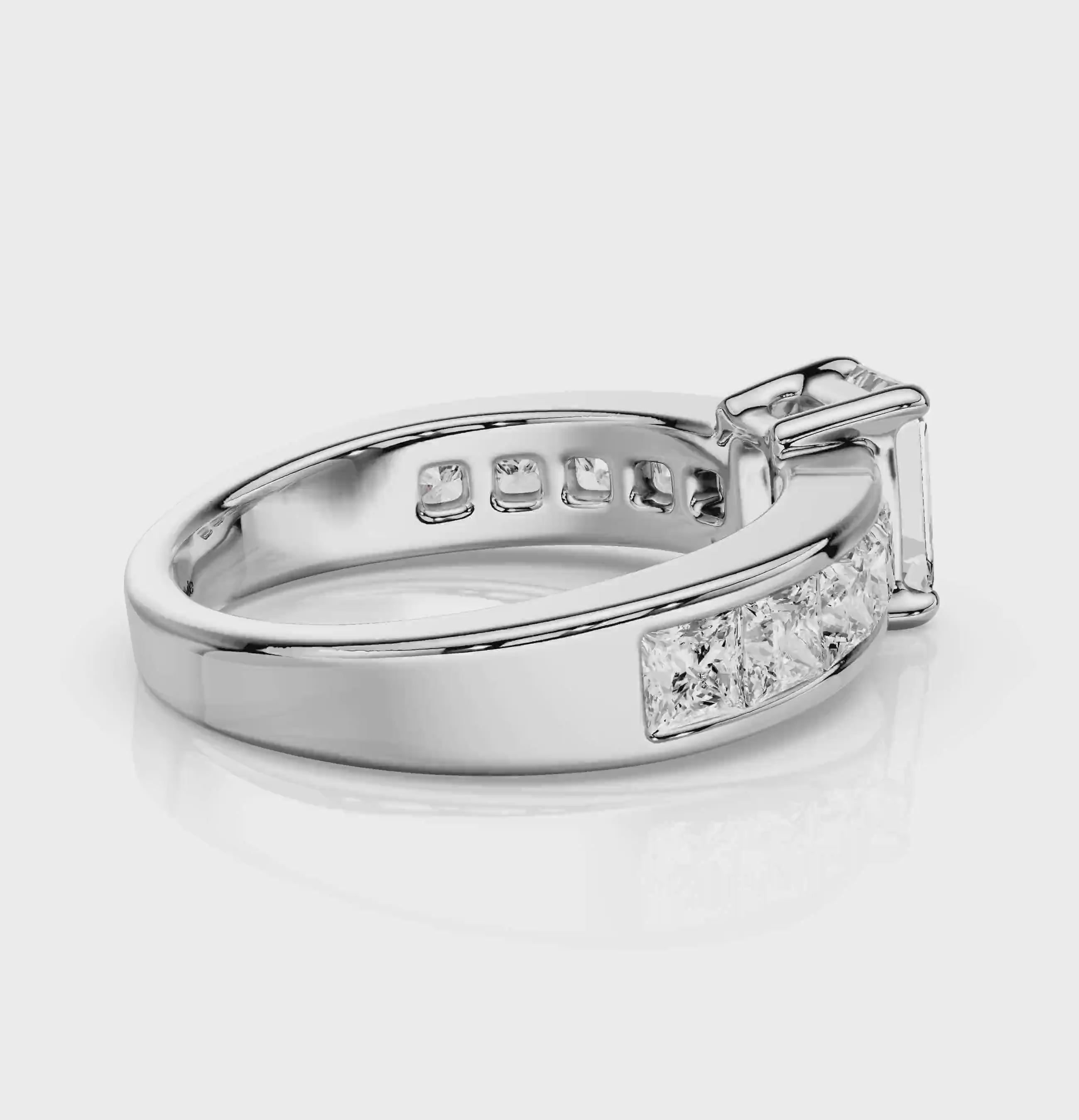 1.85-3.00 CT Emerald &amp; Princess Cut Natural Diamonds - Engagement Ring