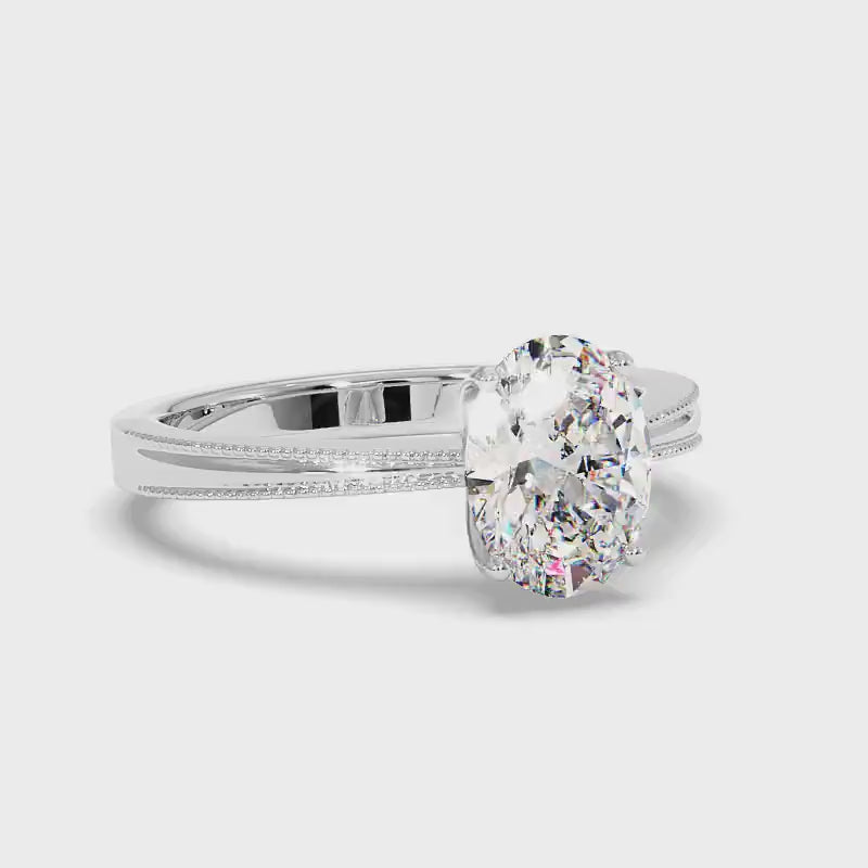 0.50-3.00 CT Oval Cut Lab Grown Diamonds - Solitaire Ring