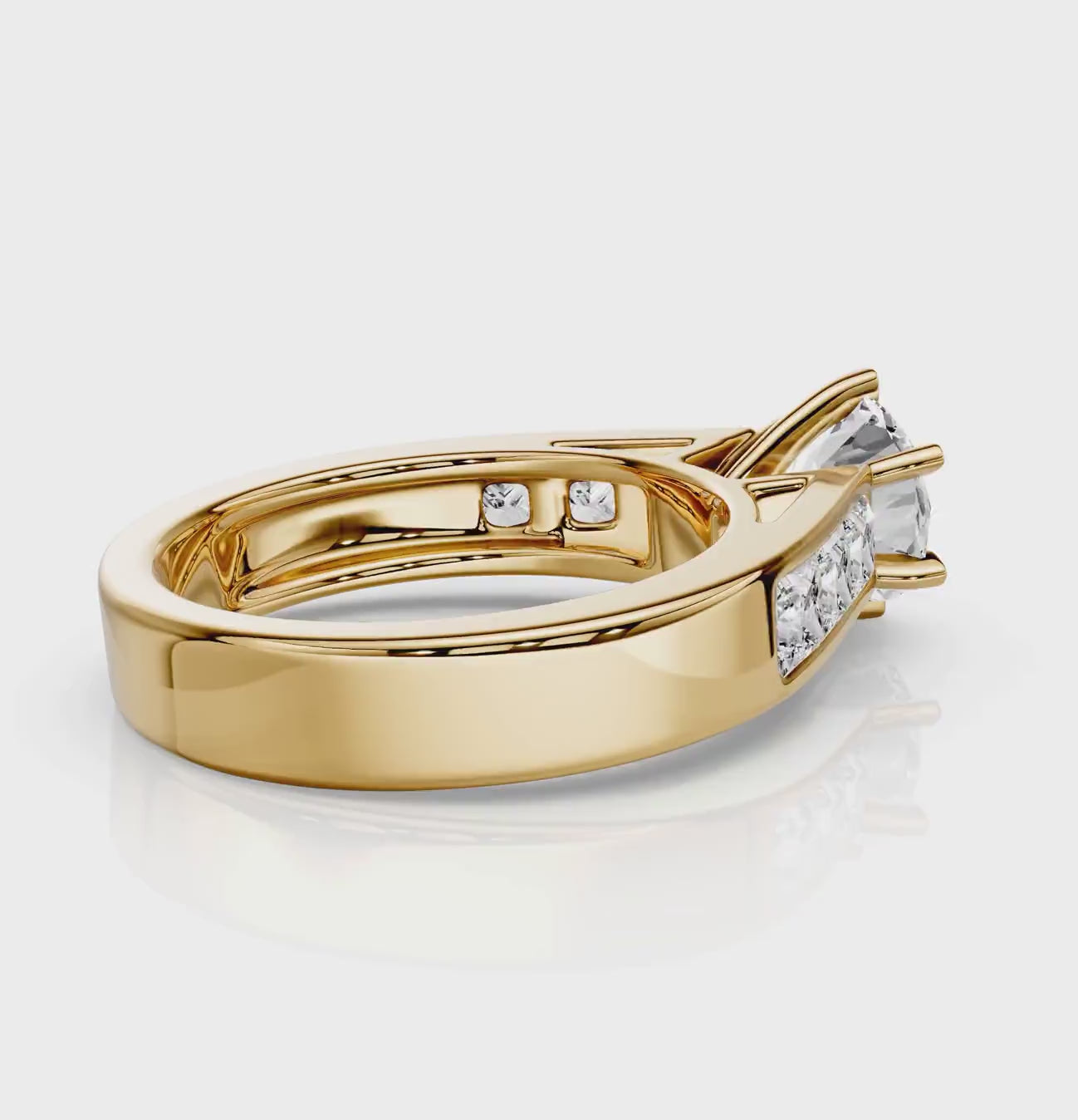 1.40-2.55 CT Princess &amp; Round Cut Natural Diamonds - Engagement Ring