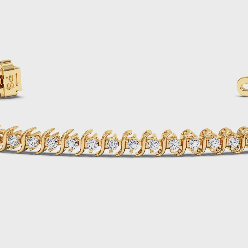 Affordable 1.00CT Round cut Diamond Tennis Bracelet in 14KT Yellow Gold