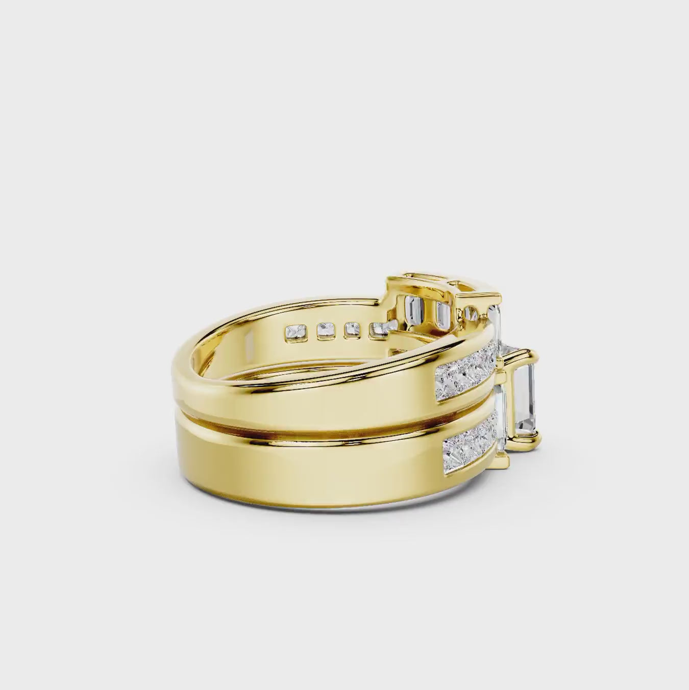 3.05-8.55 CT Emerald &amp; Princess Cut Diamonds - Bridal Set