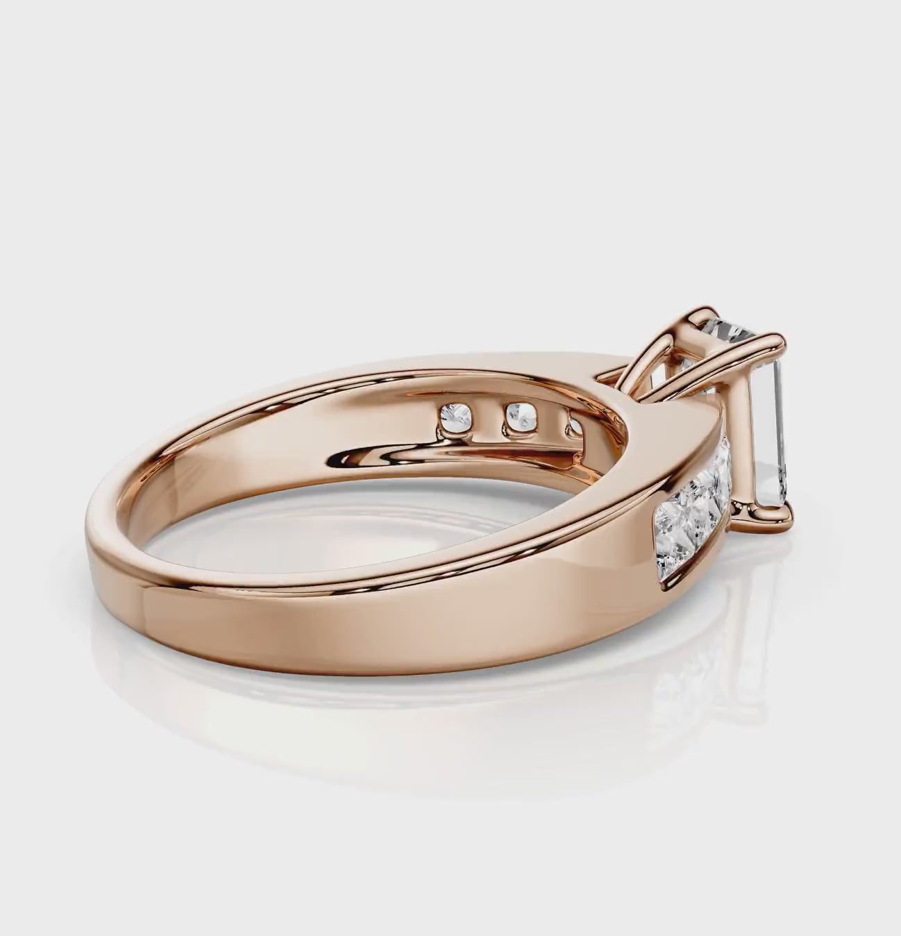 1.15-2.30 CT Emerald &amp; Princess Cut Natural Diamonds - Engagement Ring