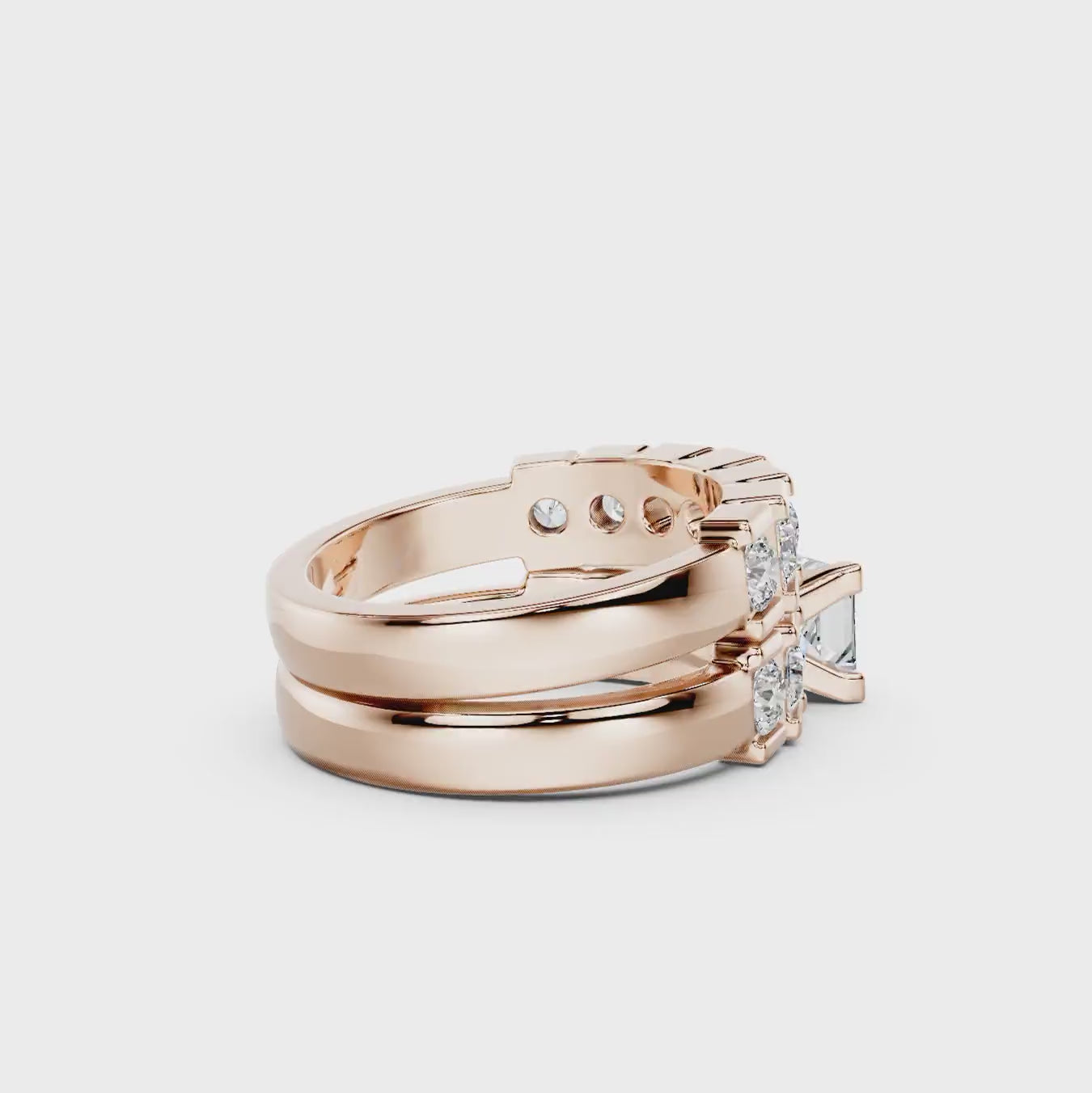 1.35-6.85 CT Princess &amp; Round Cut Diamonds - Bridal Set