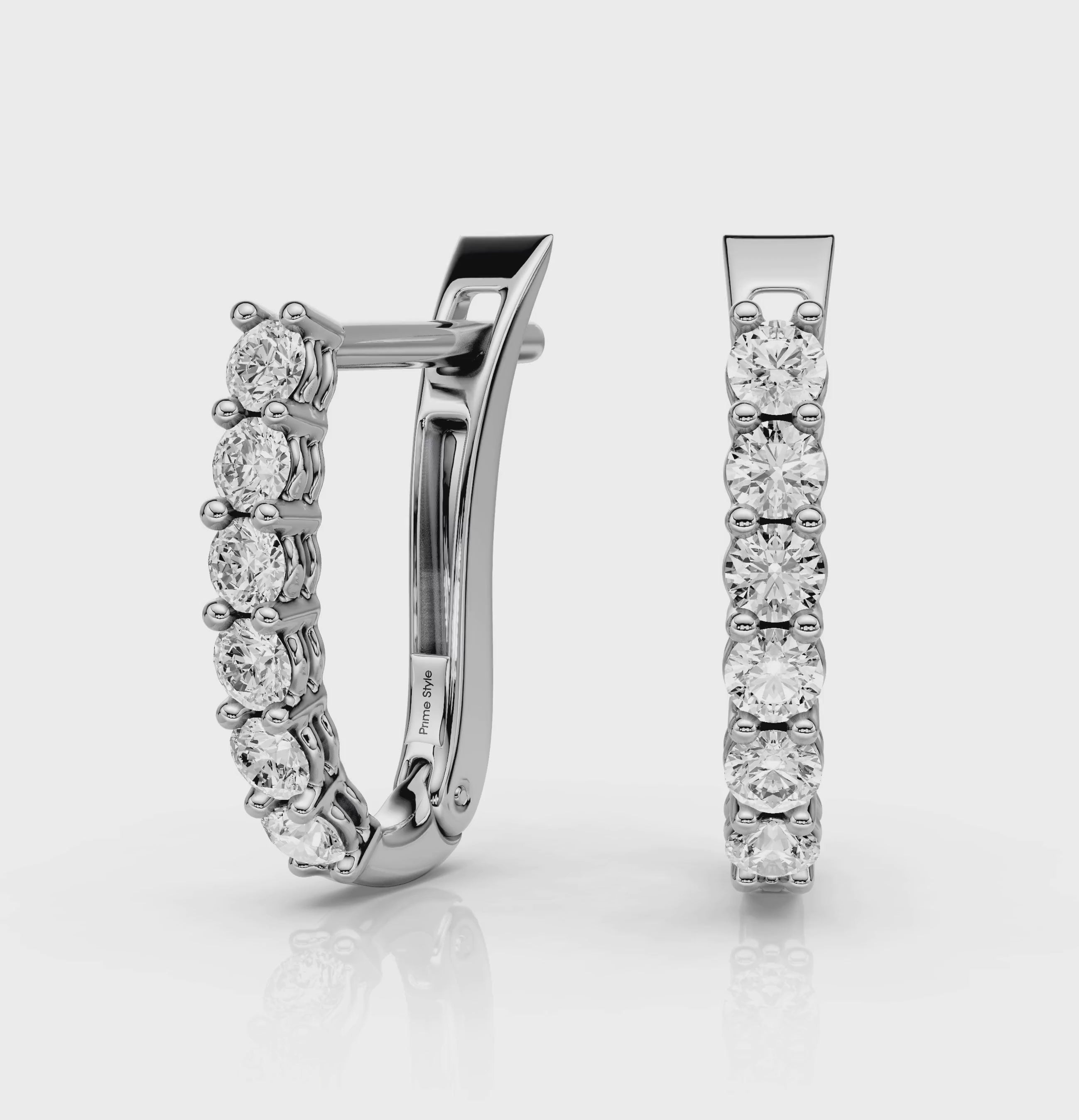 1.25 CT Round Cut Natural Diamonds - Hoop And Drop And Earrings