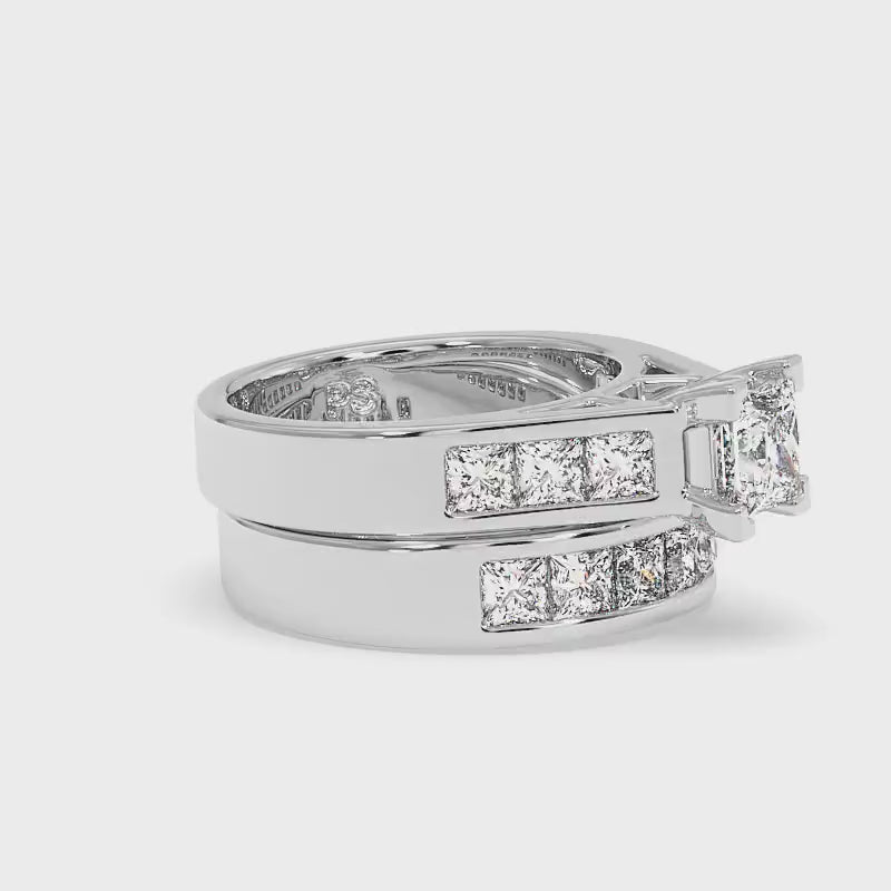2.60-3.75 CT Princess Cut Diamonds - Bridal Set