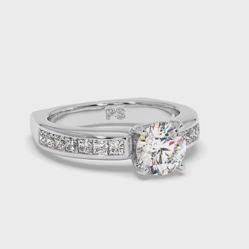 1.05-2.20 CT Princess &amp; Round Cut Diamonds - Engagement Ring