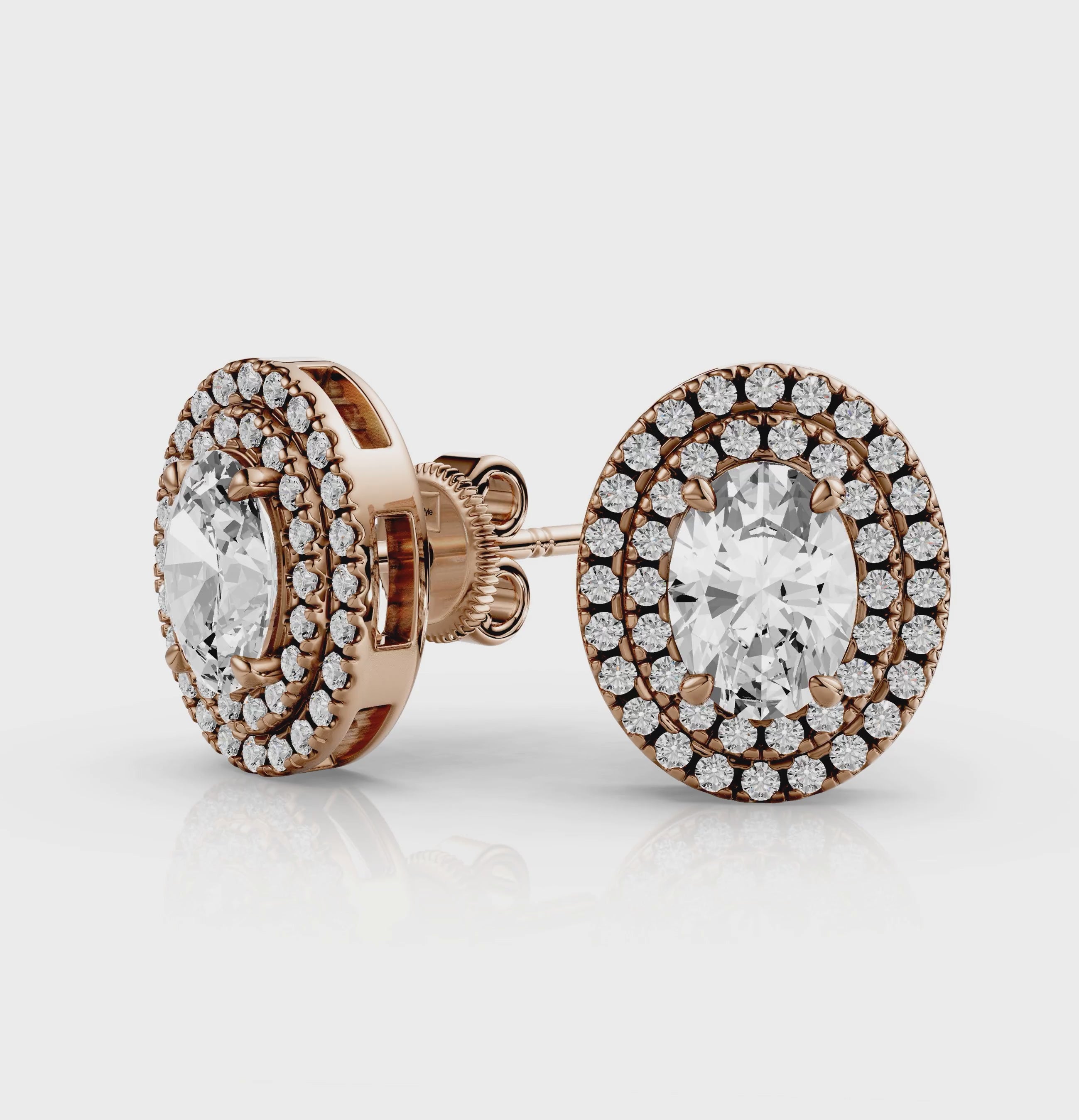 2.00 CT Oval &amp; Round Cut Natural Diamonds - Stud Earrings