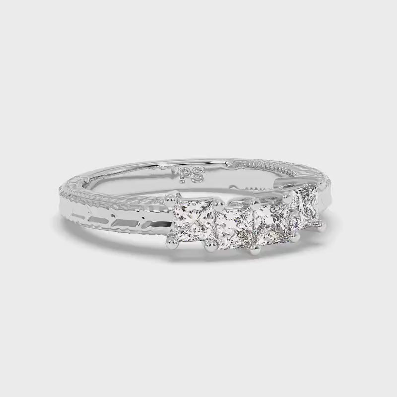 0.80 CT Princess Cut Diamonds - Wedding Band