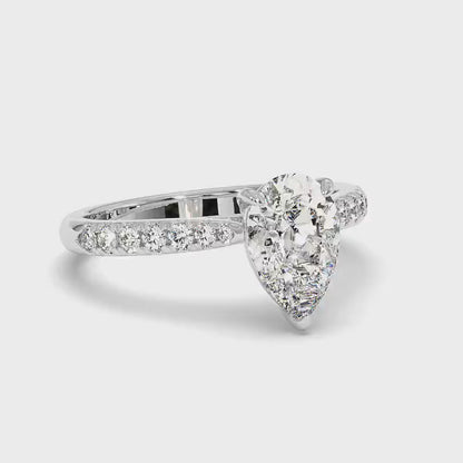 0.85-3.35 CT Round &amp; Pear Cut Lab Grown Diamonds - Engagement Ring