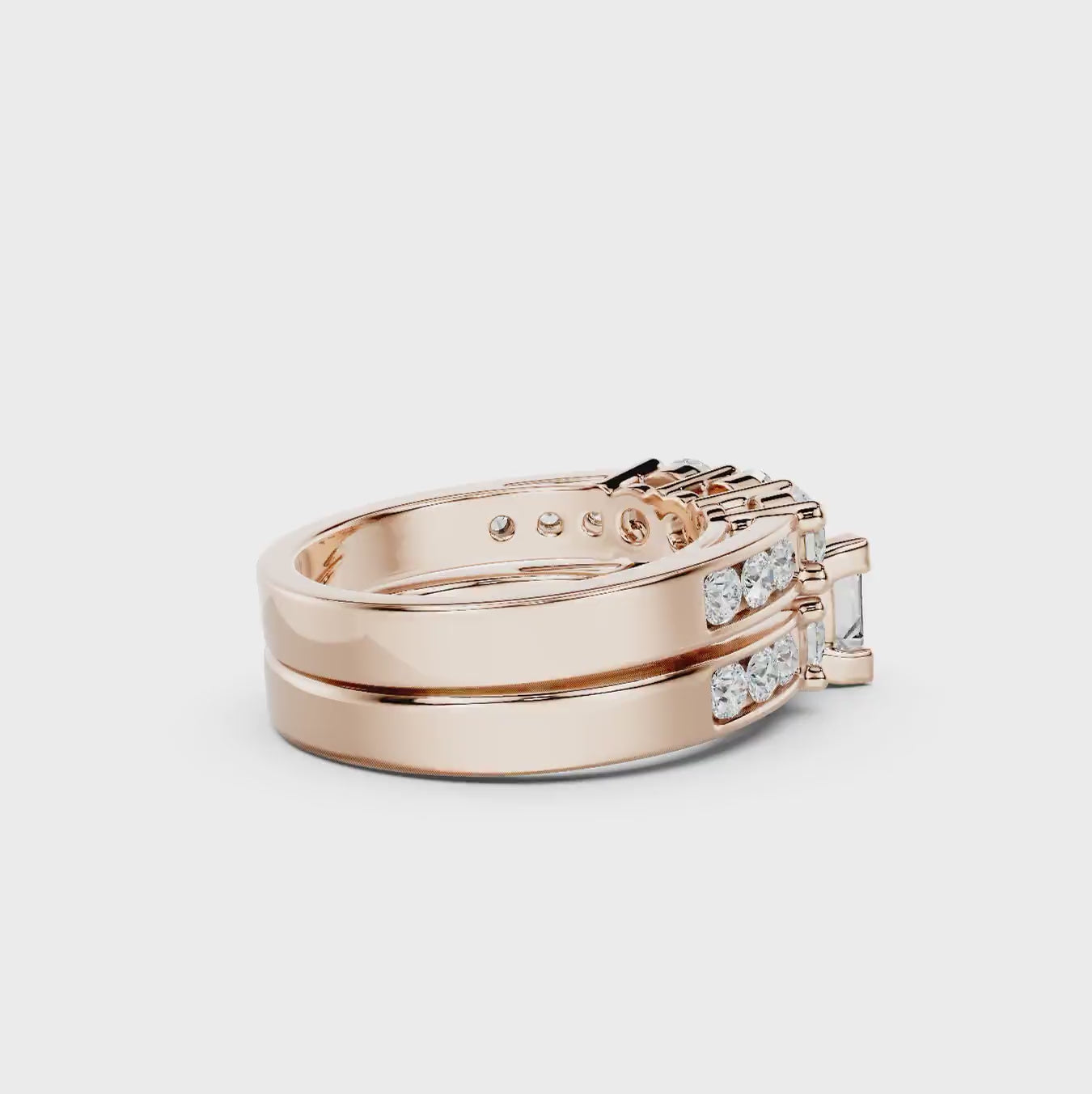 2.35-7.85 CT Princess &amp; Round Cut Diamonds - Bridal Set