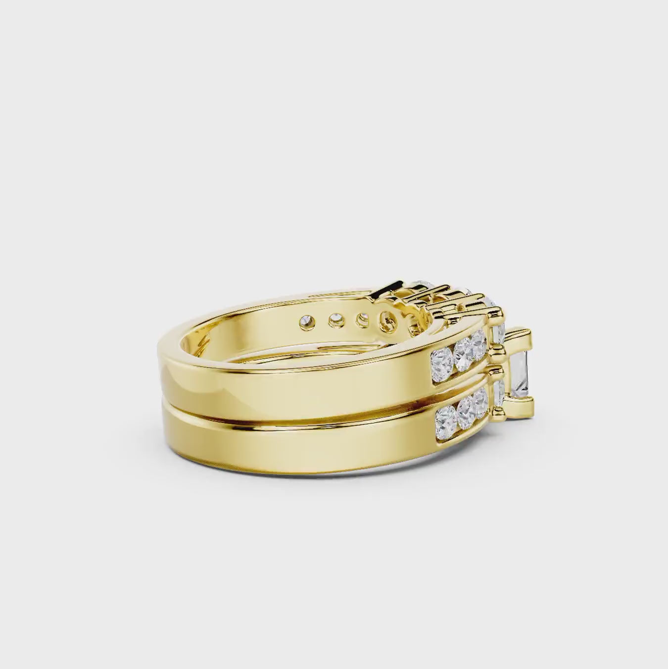 2.35-7.85 CT Princess &amp; Round Cut Diamonds - Bridal Set