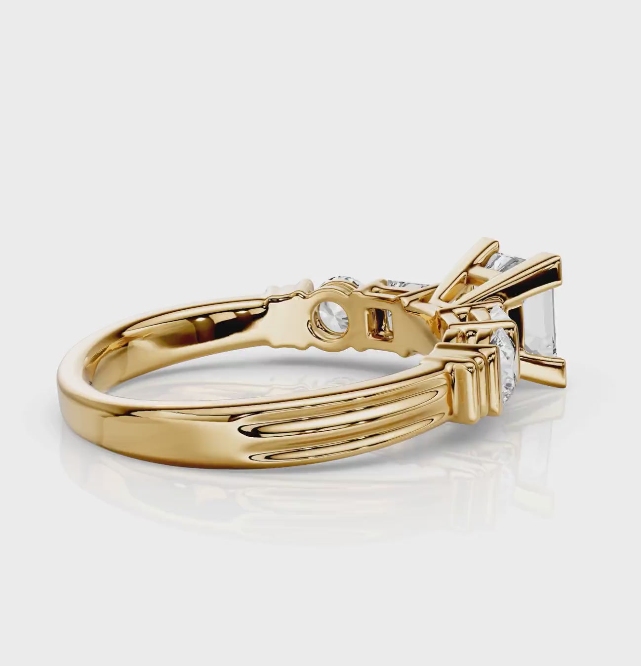 1.05-2.20 CT Princess &amp; Round Cut Natural Diamonds - Engagement Ring