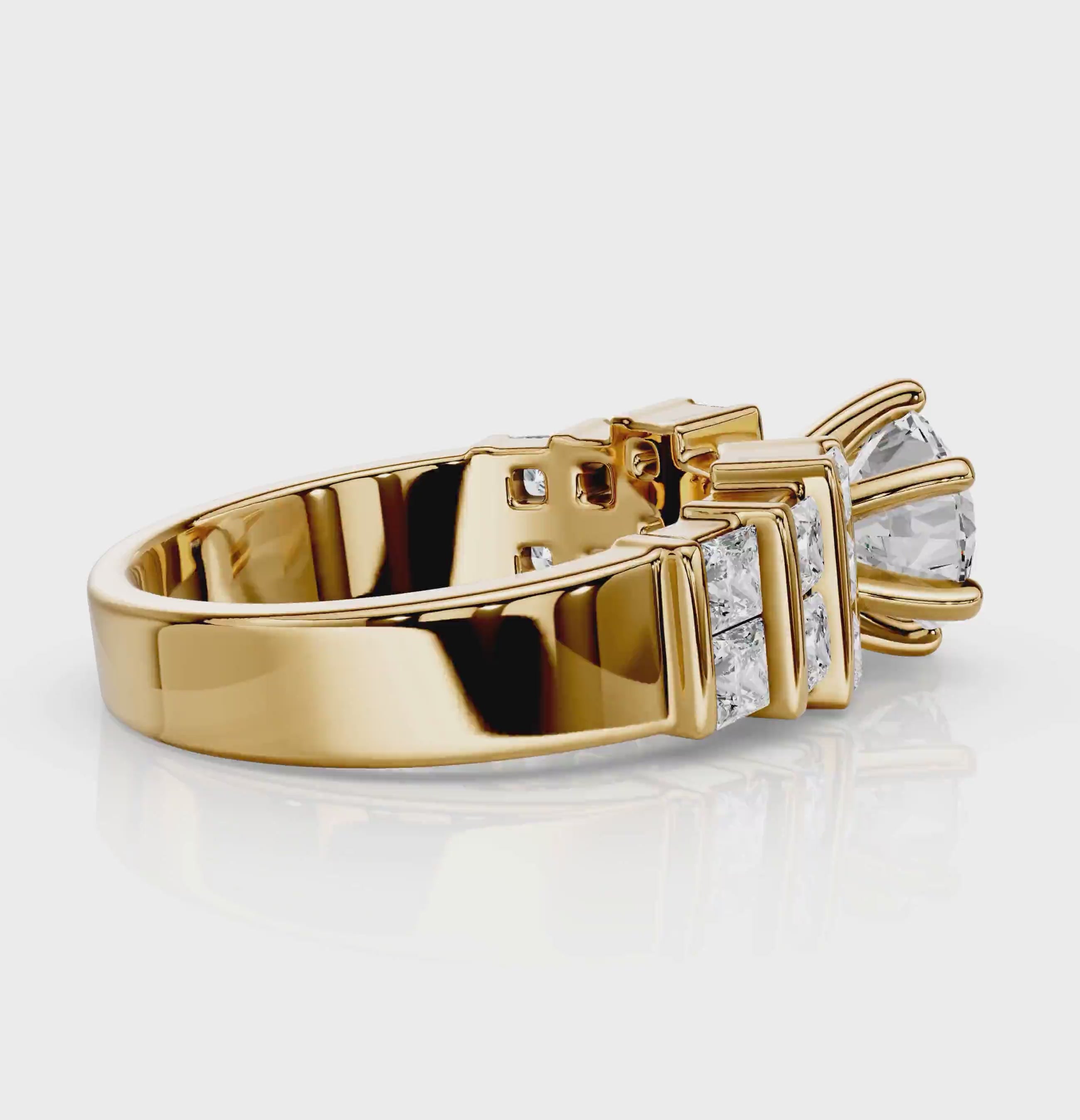 1.55-2.70 CT Princess &amp; Round Cut Natural Diamonds - Engagement Ring