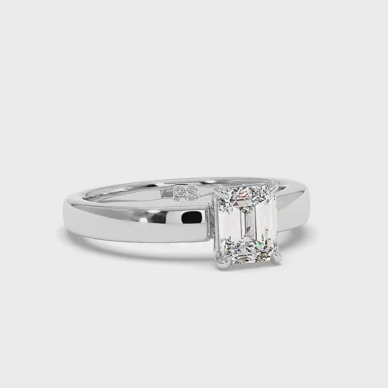 0.50-3.00 CT Emerald Cut Lab Grown Diamonds - Solitaire Ring