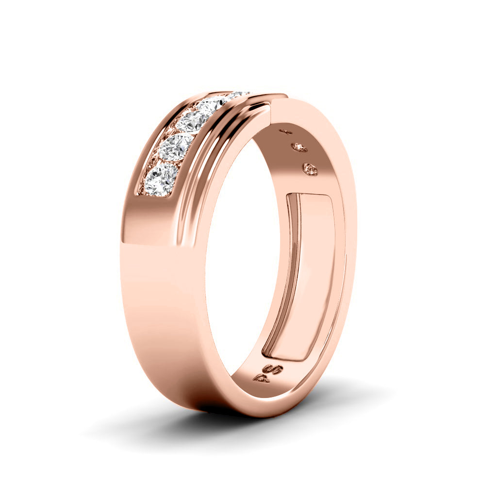 0.65 CT Round Cut Diamonds - Mens Wedding Band