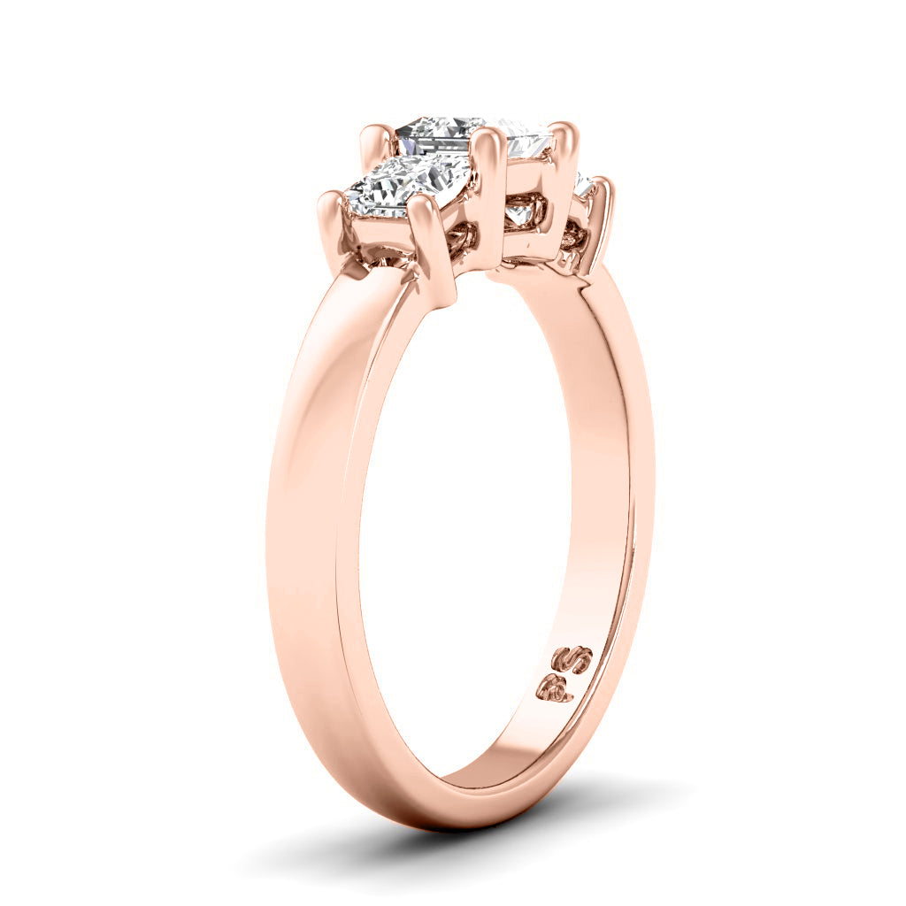 0.30-0.80 CT Princess Cut Lab Grown Diamonds - Three Stone Ring