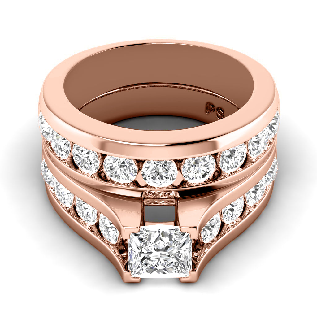 2.30-4.80 CT Round &amp; Princess Cut Lab Grown Diamonds - Bridal Set