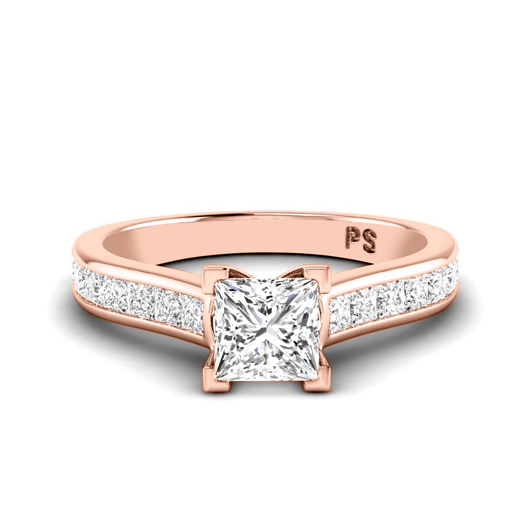 1.55-4.05 CT Princess Cut Lab Grown Diamonds - Engagement Ring