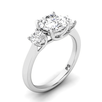 0.95-3.45 CT Round Cut Lab Grown Diamonds - Three Stone Ring