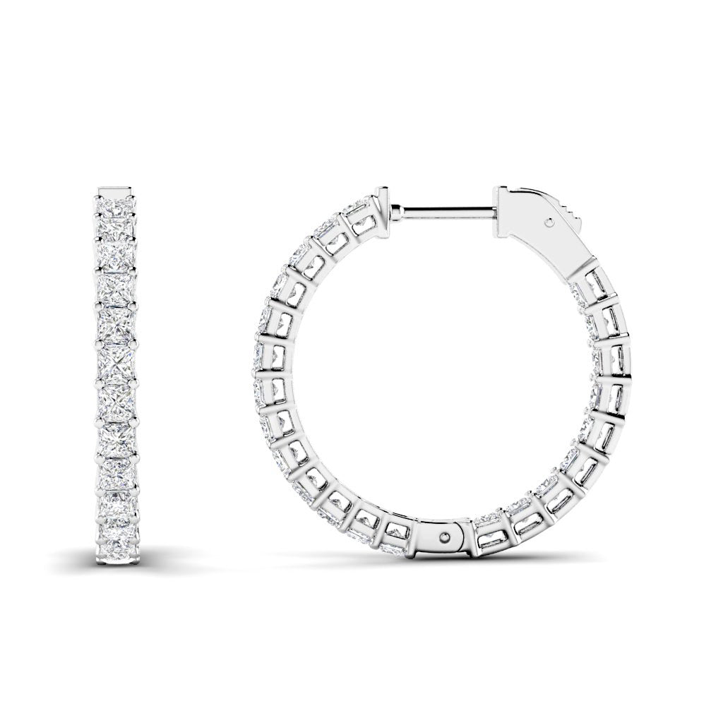 5.50-8.50 CT Princess Cut Diamonds - Hoop and Drop Earrings