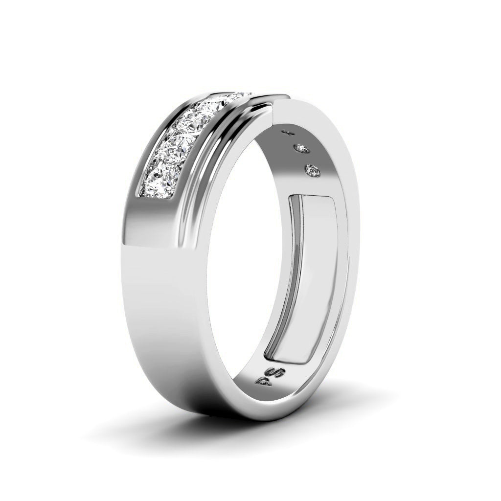 0.65 CT Round Cut Diamonds - Mens Wedding Band