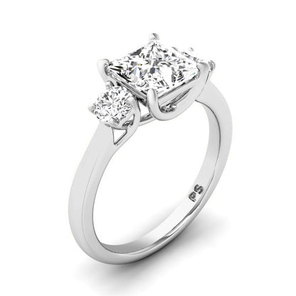 0.95-3.45 CT Round &amp; Princess Cut Lab Grown Diamonds - Three Stone Ring