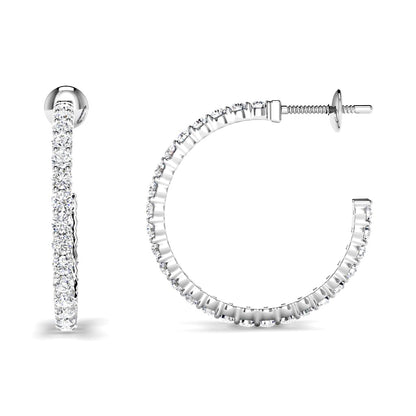 0.75-1.50 CT Round Cut Lab Grown Diamonds - Hoop and Drop Earrings