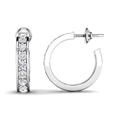 0.75-1.50 CT Round Cut Diamonds - Hoop and Drop Earrings