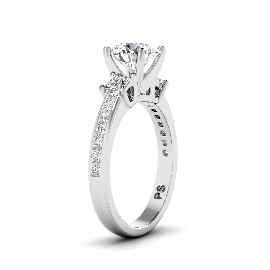 1.25-3.75 CT Princess &amp; Round Cut Lab Grown Diamonds - Engagement Ring