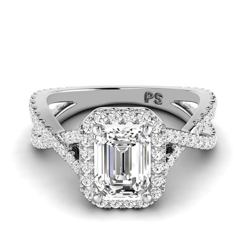 1.10 - 3.60 CT Round & Emerald Cut Lab Grown Diamonds - Halo Ring - Primestyle.com