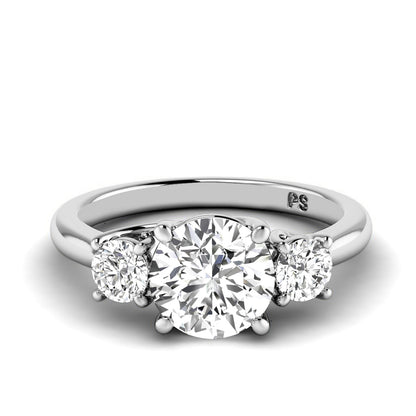 0.95-3.45 CT Round Cut Lab Grown Diamonds - Three Stone Ring