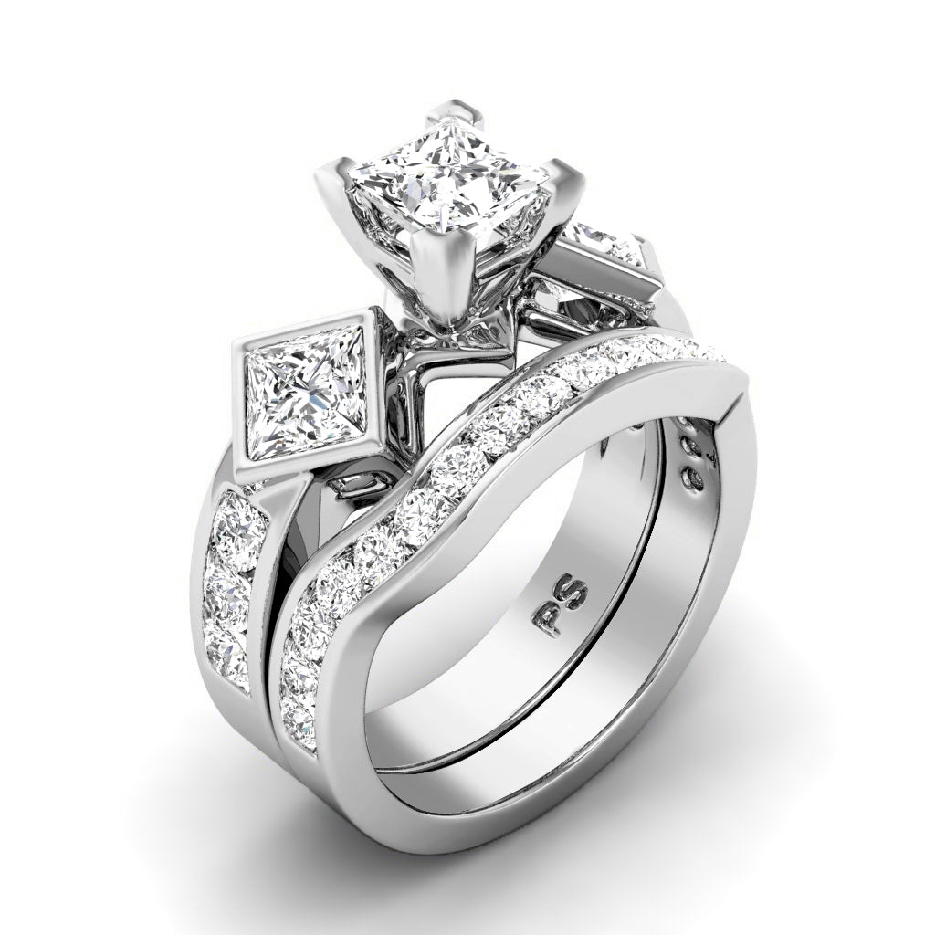 2.15-4.65 CT Round &amp; Princess Cut Lab Grown Diamonds - Bridal Set
